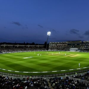Cricket ground and spectator stands