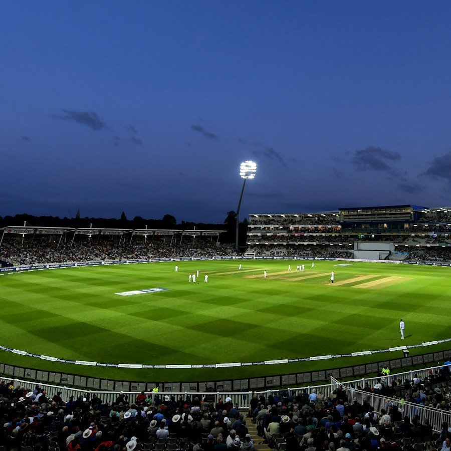 Cricket ground and spectator stands