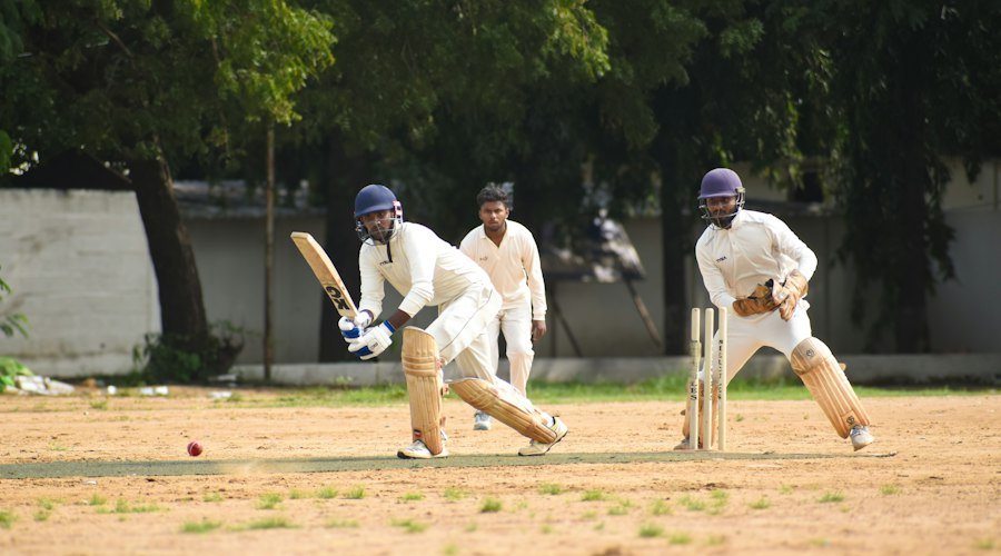 Cricket match on a green field